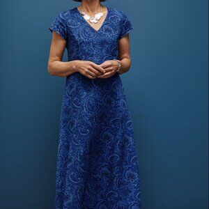 LIKE NEW J. Jill Linen V-Neck Maxi Dress